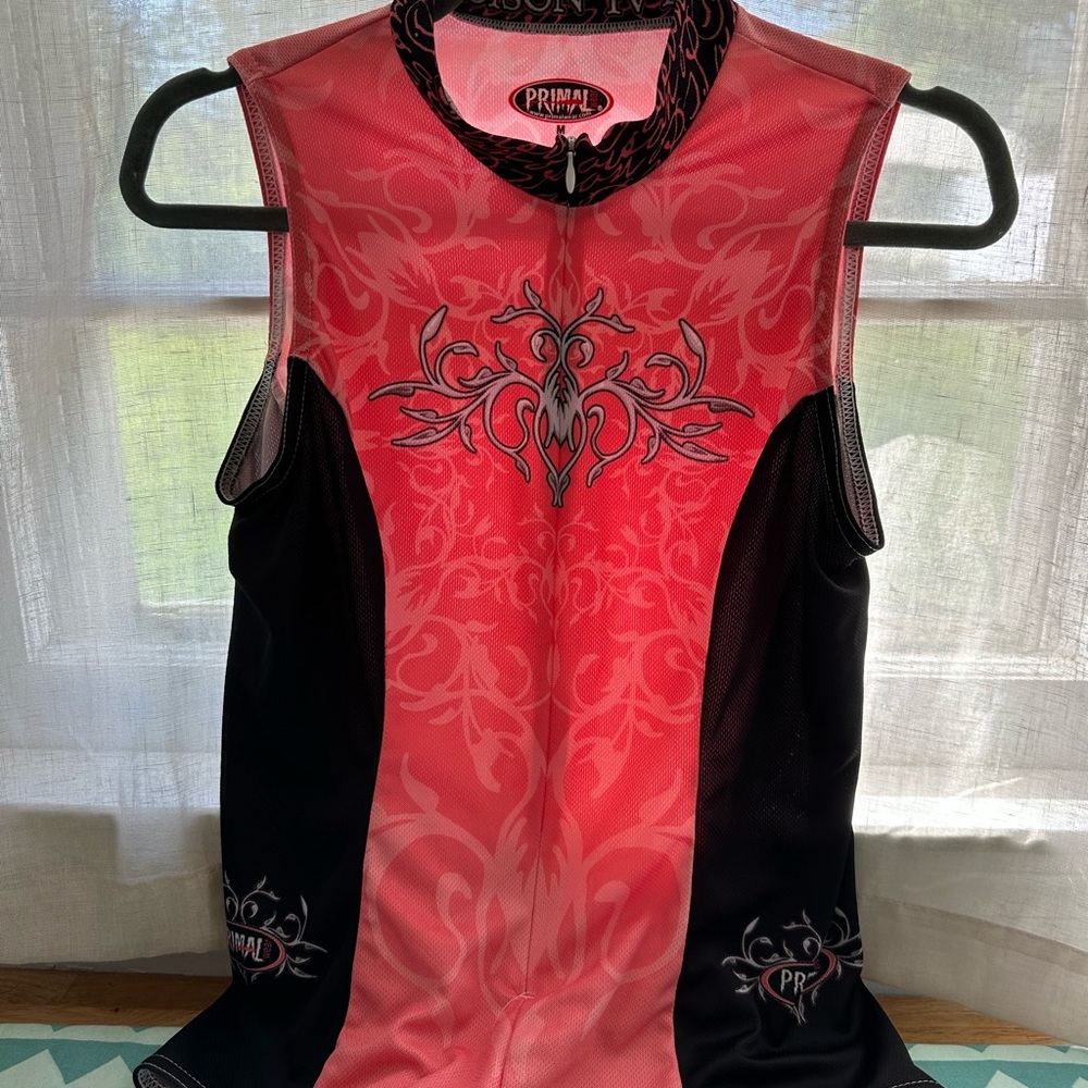 Primal Women's Sleeveless Cycling Top - Pink and Black Size M